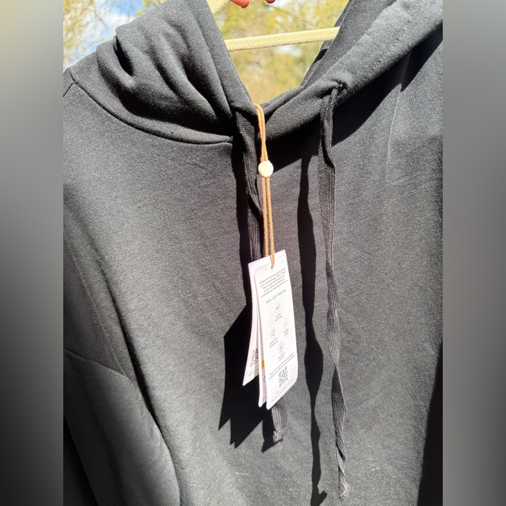 New QUINCE SuperSoft Fleece Pullover Hoodie Black - Picture 12 of 13